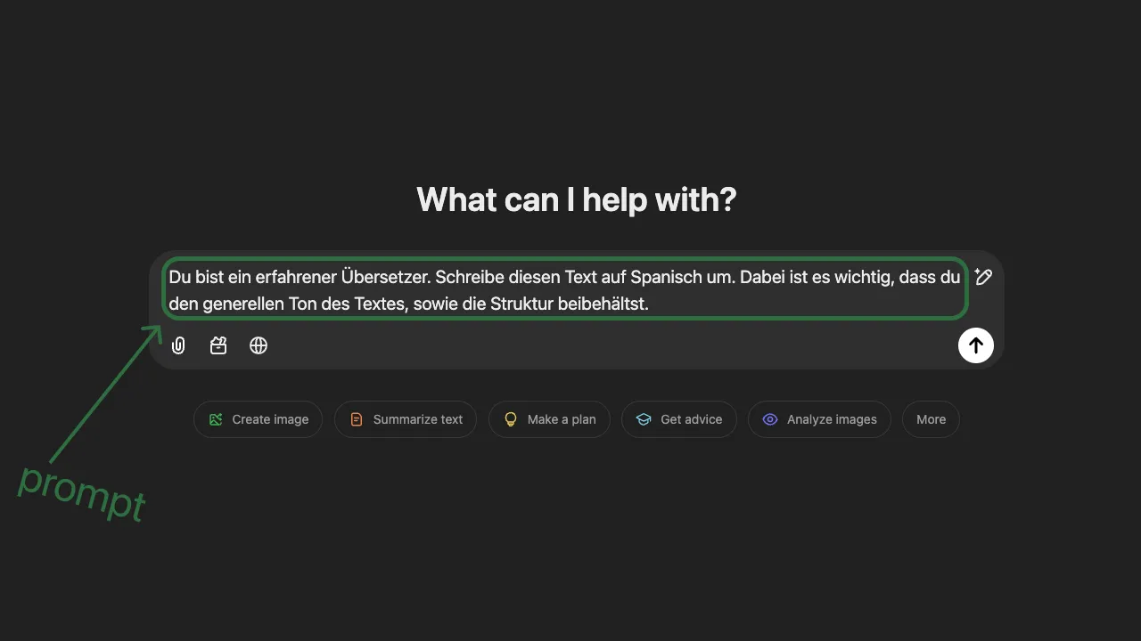 Bild von einem Prompt zur Veranschaulichung